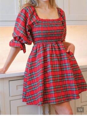Simply Southern Red and Green Plaid Babydoll Dress Size XXL